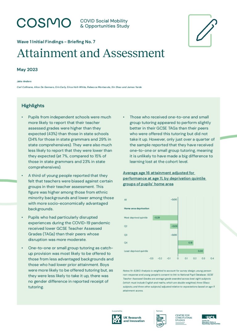 Briefing No. 7 - Attainment and Assessment