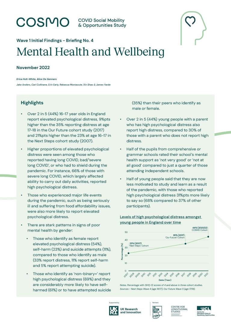 Briefing No. 4 - Mental Health and Wellbeing